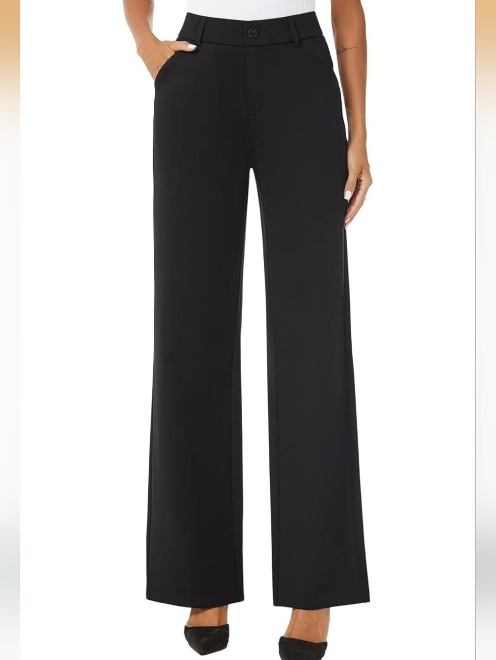 NWT Amazon iChosy Womens High Waist Wide Straight Leg Trousers Slacks Pants